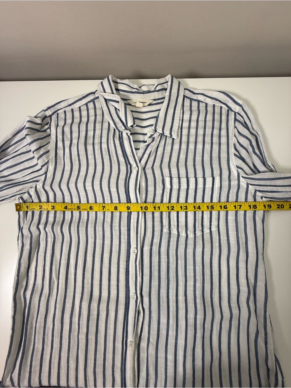 Lucky Brand Striped Button Front Shirt Blue White Size Medium - Picture 8 of 10